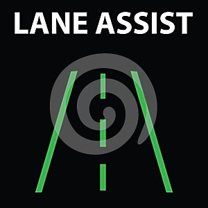 Lane Assist icon in car dashboard. Warning dashboard sign/light. Vector illustration icon representation