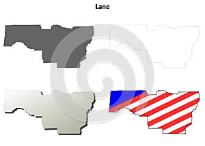 Lane County, Oregon outline map set