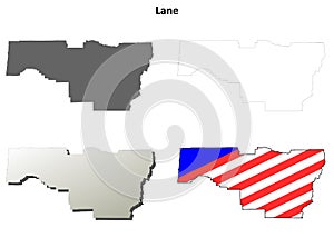 Lane County, Oregon outline map set photo