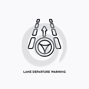 Lane departure warning outline icon. Simple linear element illustration. Isolated line Lane departure warning icon on white