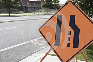 Lane Ends Merge Sign