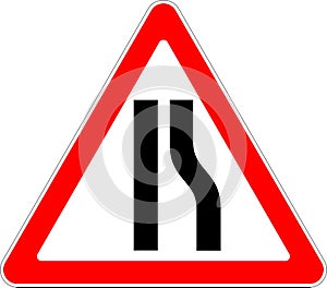 Lane ends road sign