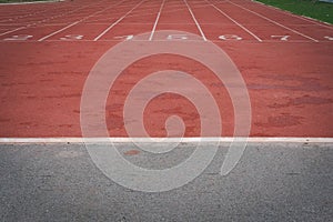 lane number & running racetrack, backstretch in outdoor sports s