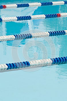 Lane separators in outdoor swimming pool