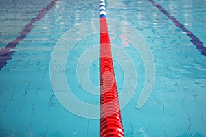 Lane swimming pool. Closeup of the row of lanes in the swimming pool