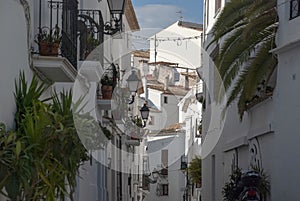 Lane with typical white spanish houses in Altea, Costa Blanca