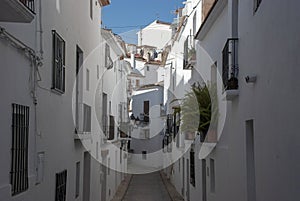 Lane with typical white spanish houses in Altea, Costa Blanca