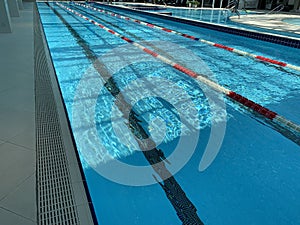 Lanes of a competition swimming pool. swimming pool in spa center of hotel