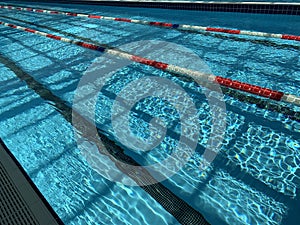 Lanes of a competition swimming pool. swimming pool in spa center of hotel