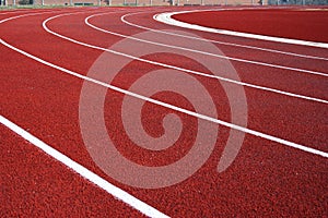 Lanes on red running track