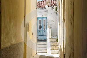 Laneway in a greek village on Andros Island Greece