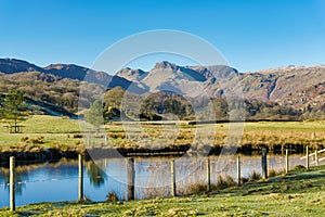 The Langdale Pikes seen from Elterwater