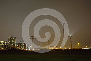 Lange Nelle is the lighthouse of the Belgian coastal city of Ostend. Night scene.