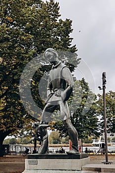 Lange Wapper statue in front of Het Steen in Antwerp
