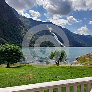 Langfoss waterfall in Norway.