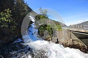 Langfossen waterfall in summer