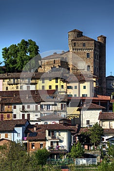 Langhe - Glimpse of the town of Roddi with its imposing castle