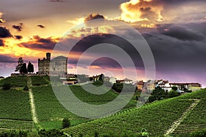 Langhe - Grinzane Cavour at sunset.