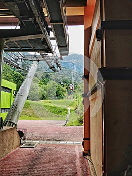 Langkawi island, Malaysia - January 3rd 2019: Second steepest cable car in the world. Langkawi rope way also known as SkyCab locat