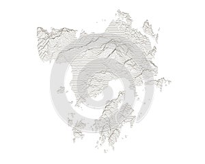 Langkawi island topography map contour vector isolated on white background