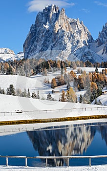 Langkofel reflection in autumn