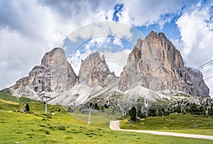 Langkofel (Sassolungo) landscape on the Dolomites mountains, South Tyrol, Italy