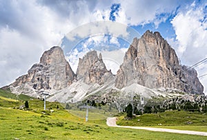 Langkofel (Sassolungo) landscape on the Dolomites mountains, South Tyrol, Italy photo