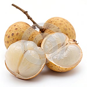 Langsat fruit isolated on white