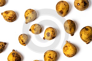 Langsat tropical fruit isolated on white