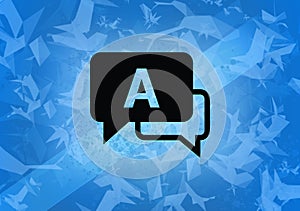 Language aesthetic abstract icon on blue background