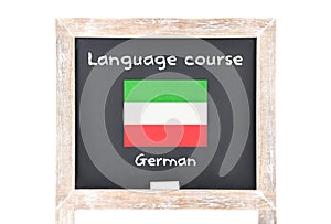 Language course with flag on board photo