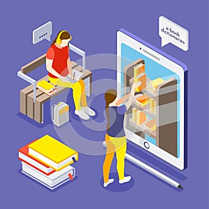 Language Courses Isometric Background