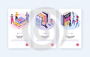 Language Courses Isometric  Banners