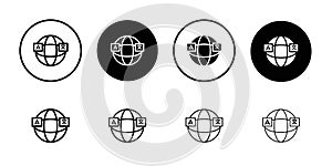 Language icon Flat fill set collection