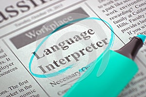 Language Interpreter Hiring Now. 3D. photo