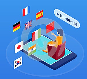 Language School Isometric Composition