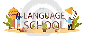 Language school spanish course. Spanish learning typographic