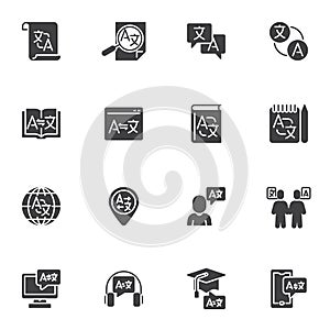 Language translate vector icons set