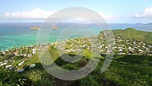 Lanikai beach overlook of Lanikai Pillbox