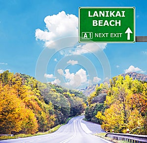 LANIKAI BEACH road sign against clear blue sky