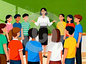 Teacher in Classroom Engaging Students Education and Learning Environment Concept