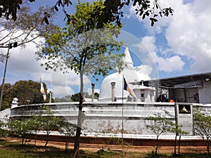 The Lankaramaya Dagaba. In Sri Lanka. Anuradhapura. More than 2000 years old. White background. Badges are also good for design.