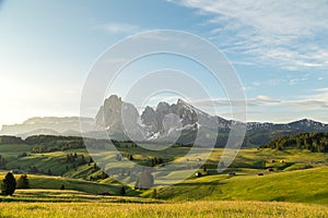 Lankoffel mountain range. View from Seiser Alm, Dolomites, Italy