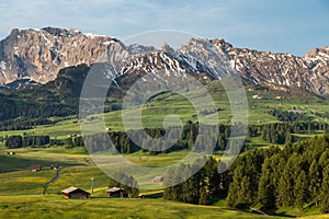 Lankoffel mountain range. View from Seiser Alm, Dolomites, Italy