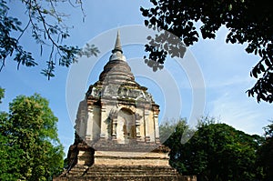 Lanna ancient pagoda in thai temple