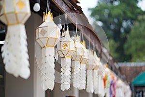 Lanna Lantern or Paper Lamp at Wat Phra That Chae Haeng, Nan Thailand.