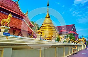 Lanna style chedi of Wat Khuan Khama temple, Chiang Mai, Thailand