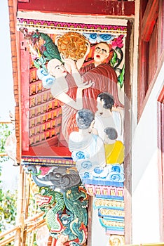 Lanna style wood carving in temple