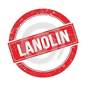 LANOLIN text on red grungy round stamp