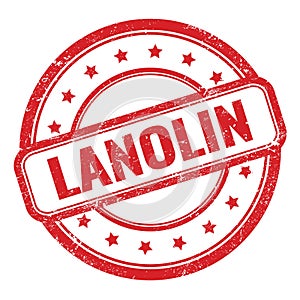 LANOLIN text on red grungy vintage round stamp